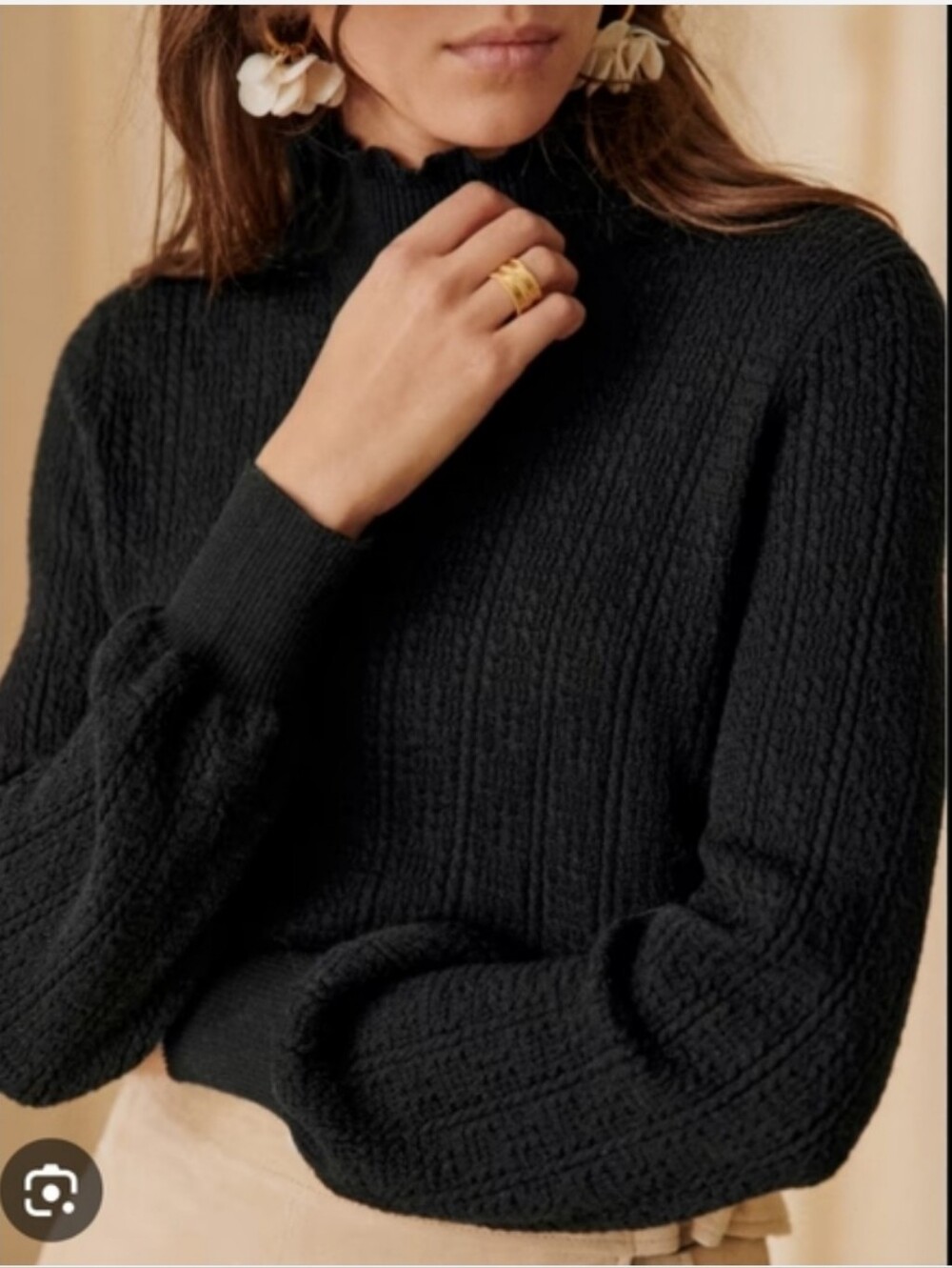 Sezane Pull Rosalia In Noir (Black) Size M 100% Wool
